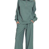 Zenana Ribbed High Neck Half Zip Pullover & Pants Set - ASH JADE