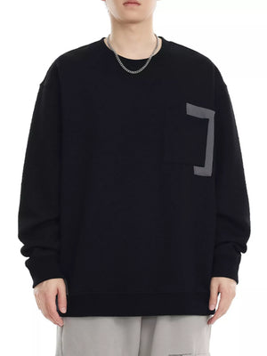 Men's Plus Size Crew Neck Sweatshirt with Pocket Detail - Farnelli