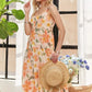 ADORA Smocked Back Floral Adjustable Strap Midi Dress - Farnelli