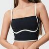 Millennia Contrast Trim Square Neck Active Cami with Detachable Chest Pads - Black