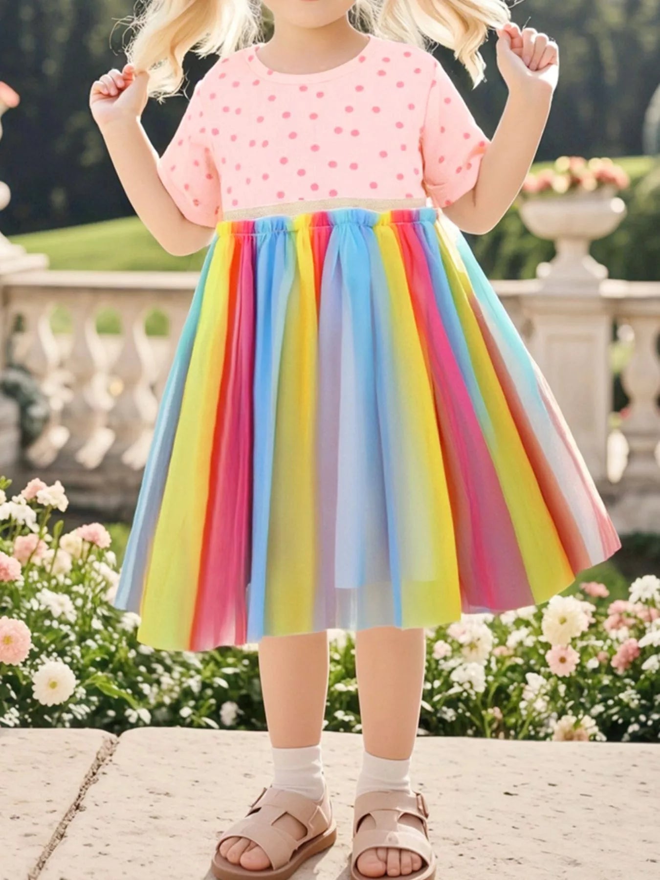 Children's Polka Dot Rainbow Tulle Dress - Farnelli