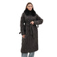 Riley Genuine Fur Trim Down Fill Coat in Black