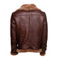Phans Brown Aviator Bomber Shearling Jacket with Waist Belt
