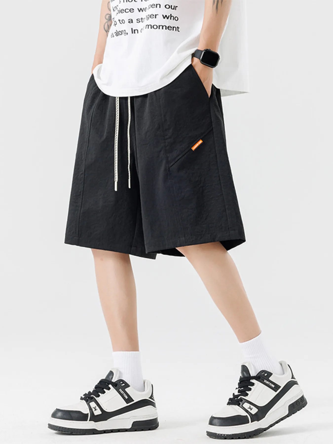 Men's Plus Size Drawstring Wide Leg Shorts - Farnelli