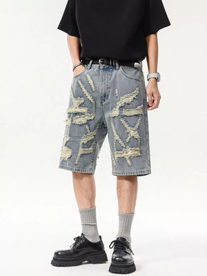 Men's Wash Distressed Denim Shorts - Farnelli