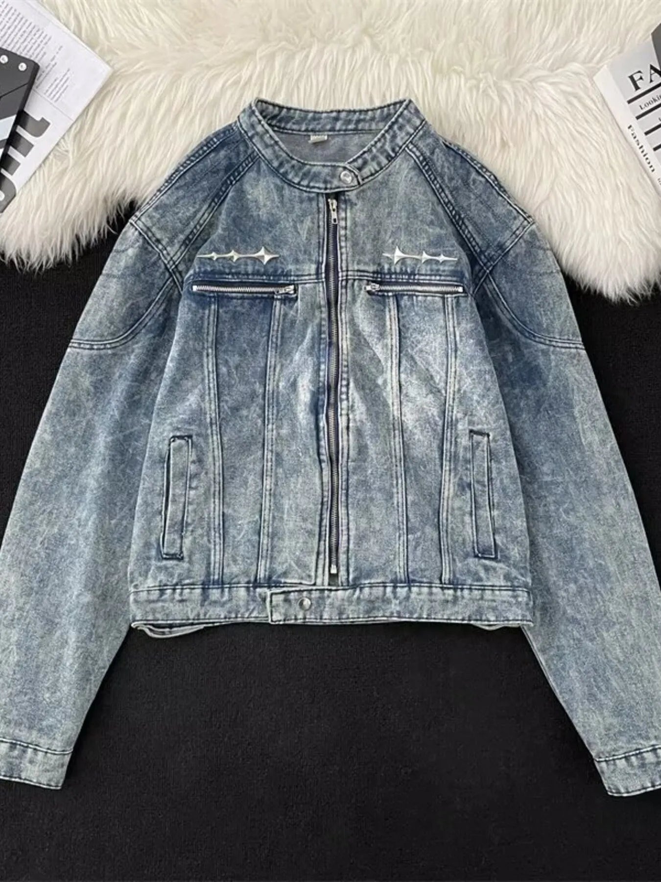 Men's Zip Up Denim Jacket - Farnelli