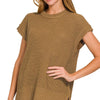 Zenana Oversized Crew Neck Sweater - DEEP CAMEL