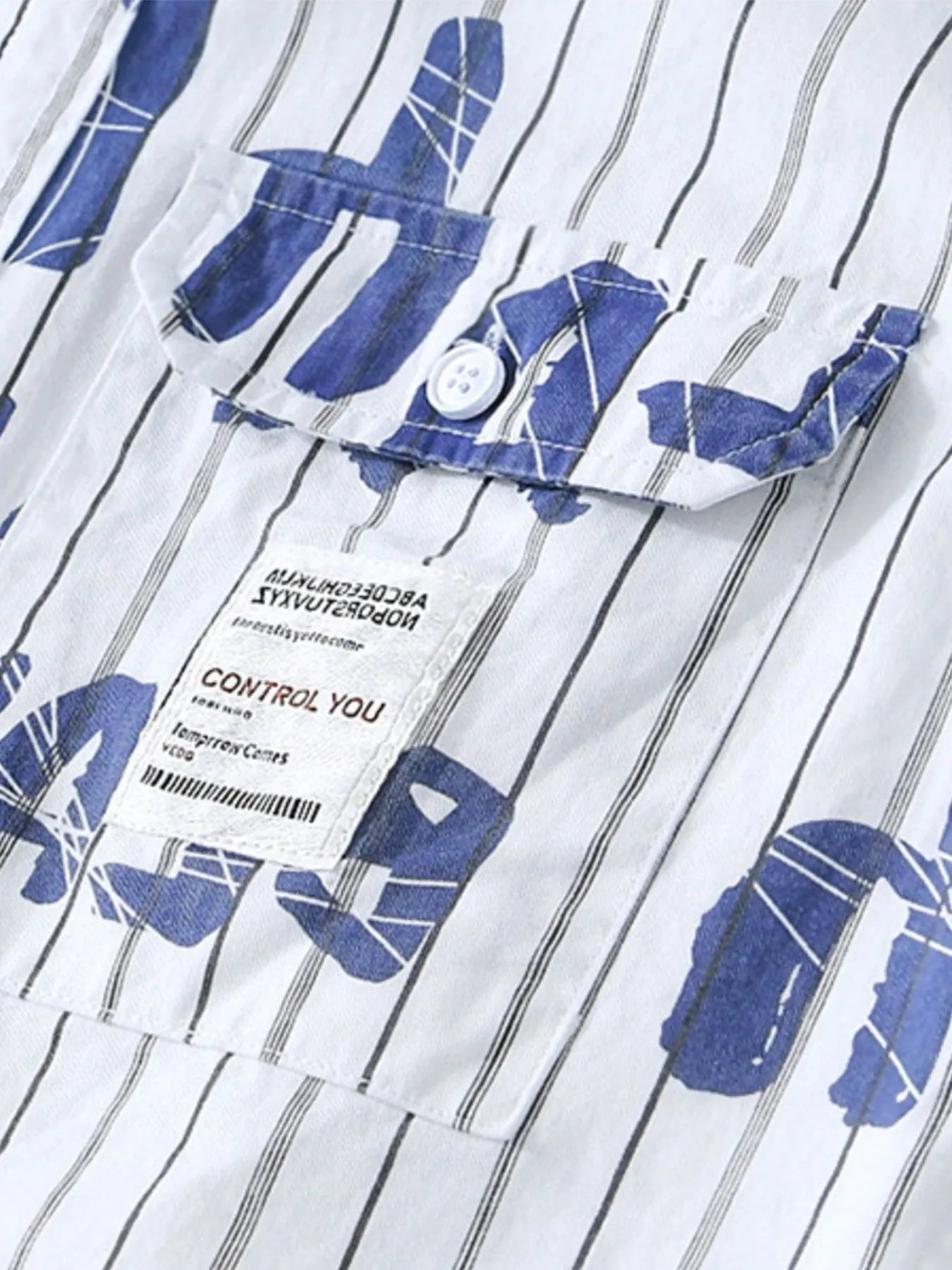 Men's Plus Size Letter Print Striped Short Sleeve Casual Shirt - Farnelli
