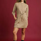 Umgee Drawstring Cable Knit Mini Dress with Pockets - Farnelli