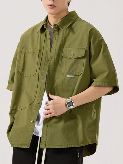 Men's Full Size Button Up Half Sleeve Shirt Plus Size - Farnelli