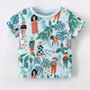 Children's Botanical Print Crew Neck Short Sleeve T-Shirt - Multicolor