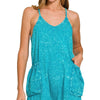 Zenana Acid Crinkle Washed Spaghetti Strap Romper - LT TEAL