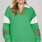 She + Sky Full Size Color Block Sleeve Johnny Collar French Terry Sweatshirt Plus Size - Farnelli
