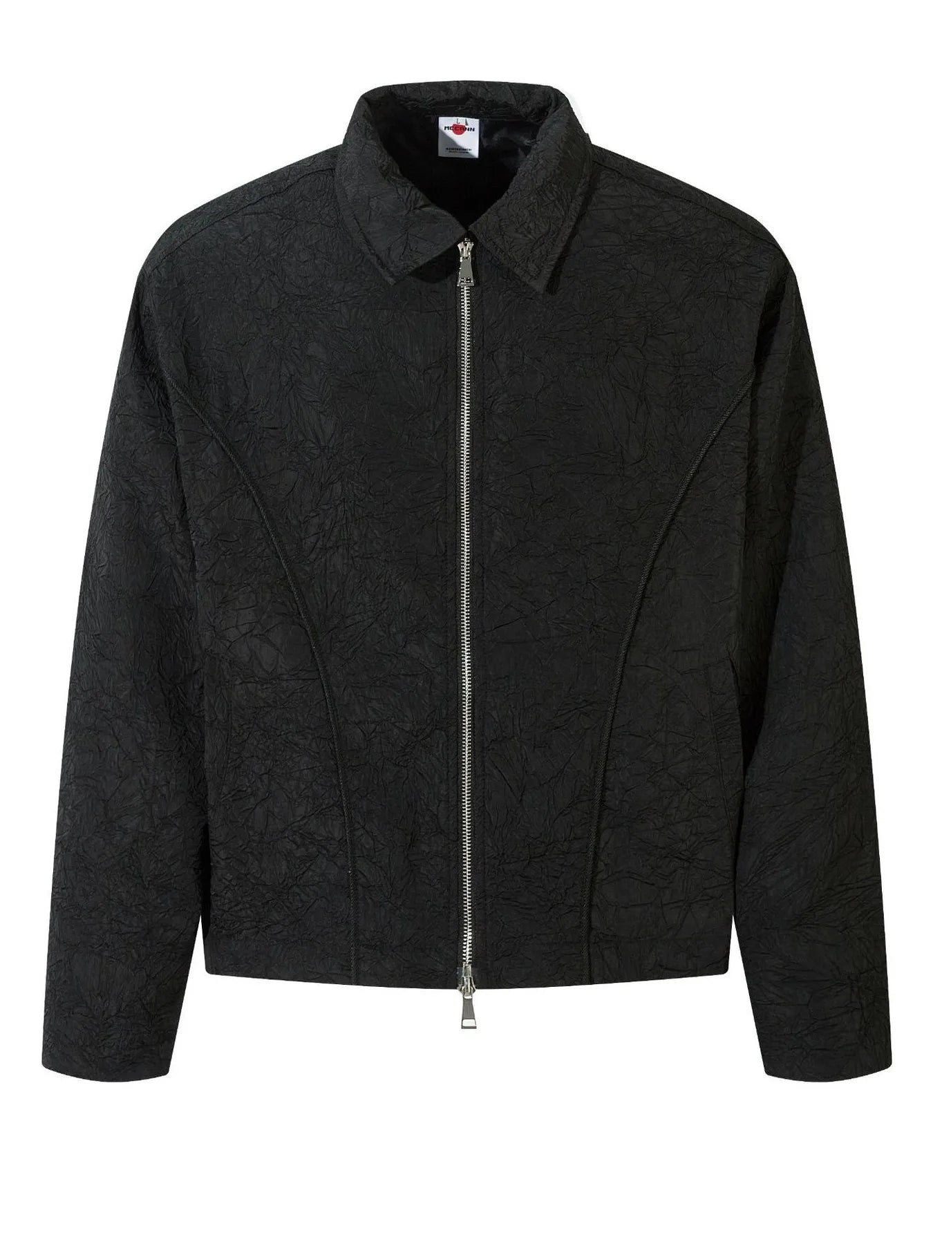 Textured Bomber Collared Neck Zip Up Jacket - Farnelli