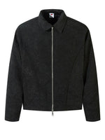 Textured Bomber Collared Neck Zip Up Jacket - Farnelli