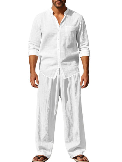 Men's Full Size Button Up Shirt and Pants Set Plus Size - Farnelli