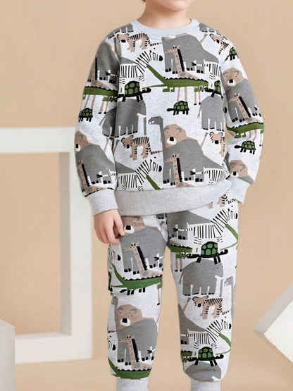 Children's Animal Print Top and Pants Set - Farnelli