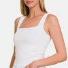 Zenana Square Neck Cropped Tank - White
