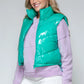Snobbish Zip Up Turtleneck Shiny Quilted Vest - Farnelli