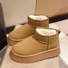 Fleece Lined Chunky Platform Mini Boots - Camel