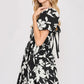 Umgee Full Size Two Tone Floral Print Babydoll Dress Plus Size - Farnelli