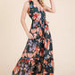 Lime 'N' Chili Floral Print Sleeveless Tie Waist Maxi Dress - Farnelli