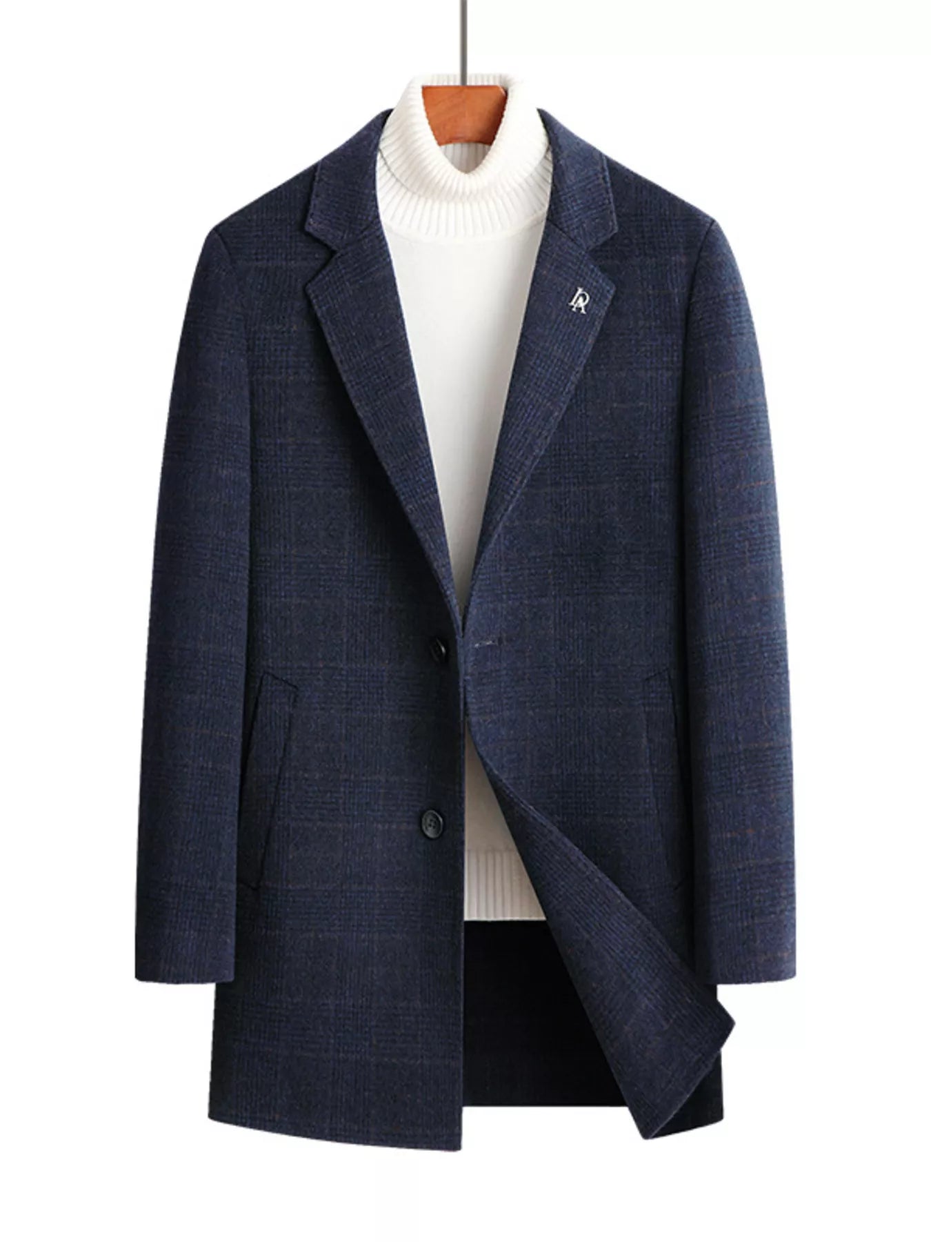 Men's Plus Size Plaid Wool Blend Overcoat - Farnelli