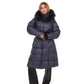 Cyrus Genuine Fur Trim Down Fill Coat in Navy