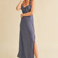 Aemi + Co Ruched Side Slit Cutout Back Maxi Cami Dress - Farnelli