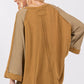 SAGE + FIG Star Applique Patch Exposed Seam Waffle Knit Top - Farnelli