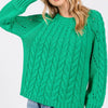 SAGE + FIG Cable-Knit Long Sleeve Sweater - Emerald