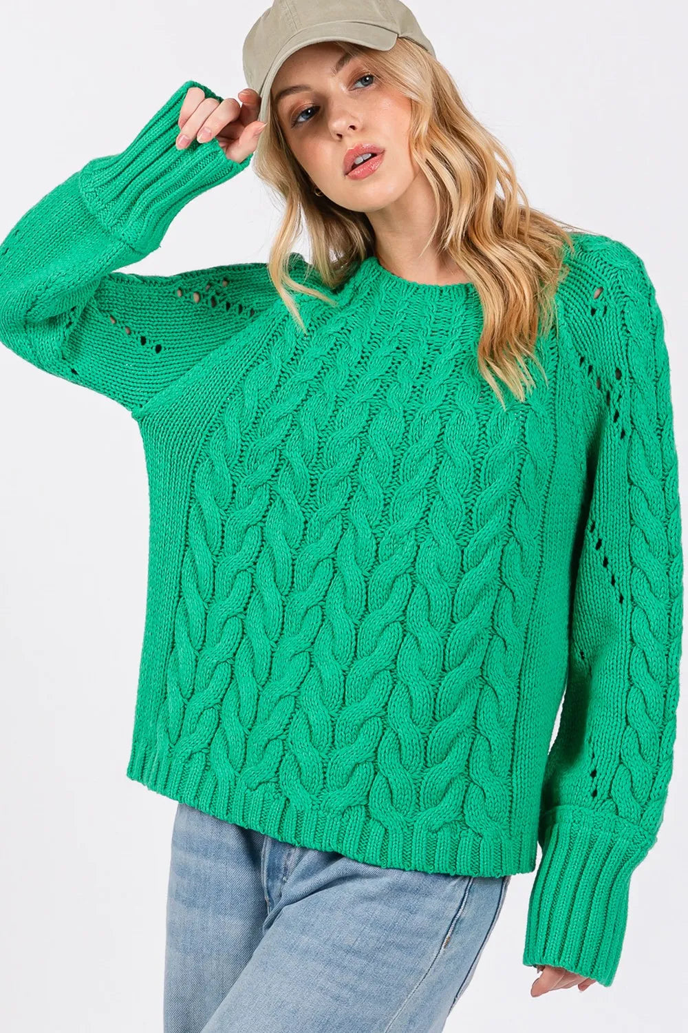 SAGE + FIG Cable-Knit Long Sleeve Sweater - Farnelli