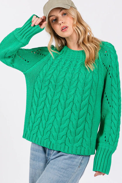 SAGE + FIG Cable-Knit Long Sleeve Sweater - Farnelli