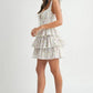 MABLE Floral Print Shoulder Tie Layered Mini Dress - Farnelli