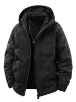 Men's Plus Size Texture Hooded Puffer Jacket - Farnelli