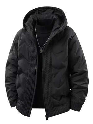 Men's Plus Size Texture Hooded Puffer Jacket - Farnelli