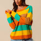 SO ME Multi Color Stripe Sweater with Ribbed Detail - Farnelli