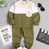 Children's Color Block Top and Pants Set - Moss
