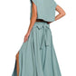 Zenana Heavy Woven Span Crop Tee & Skirt Set - Farnelli