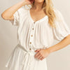 HYFVE Drawstring Hem Short Sleeve Top and Skort Set - Off White