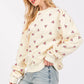 SAGE + FIG Heart Printed Contrast Long Sleeve Sweatshirt - Farnelli