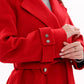 Karina Belted Wool Cashmere Blend Overcoat in Ruby