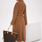 Cambridge Comfort Wraparound Wool Cashmere Coat in Dark Camel