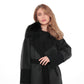 Boston Genuine Silver Fox Cashmere Blend Double-Face Coat in Graphite