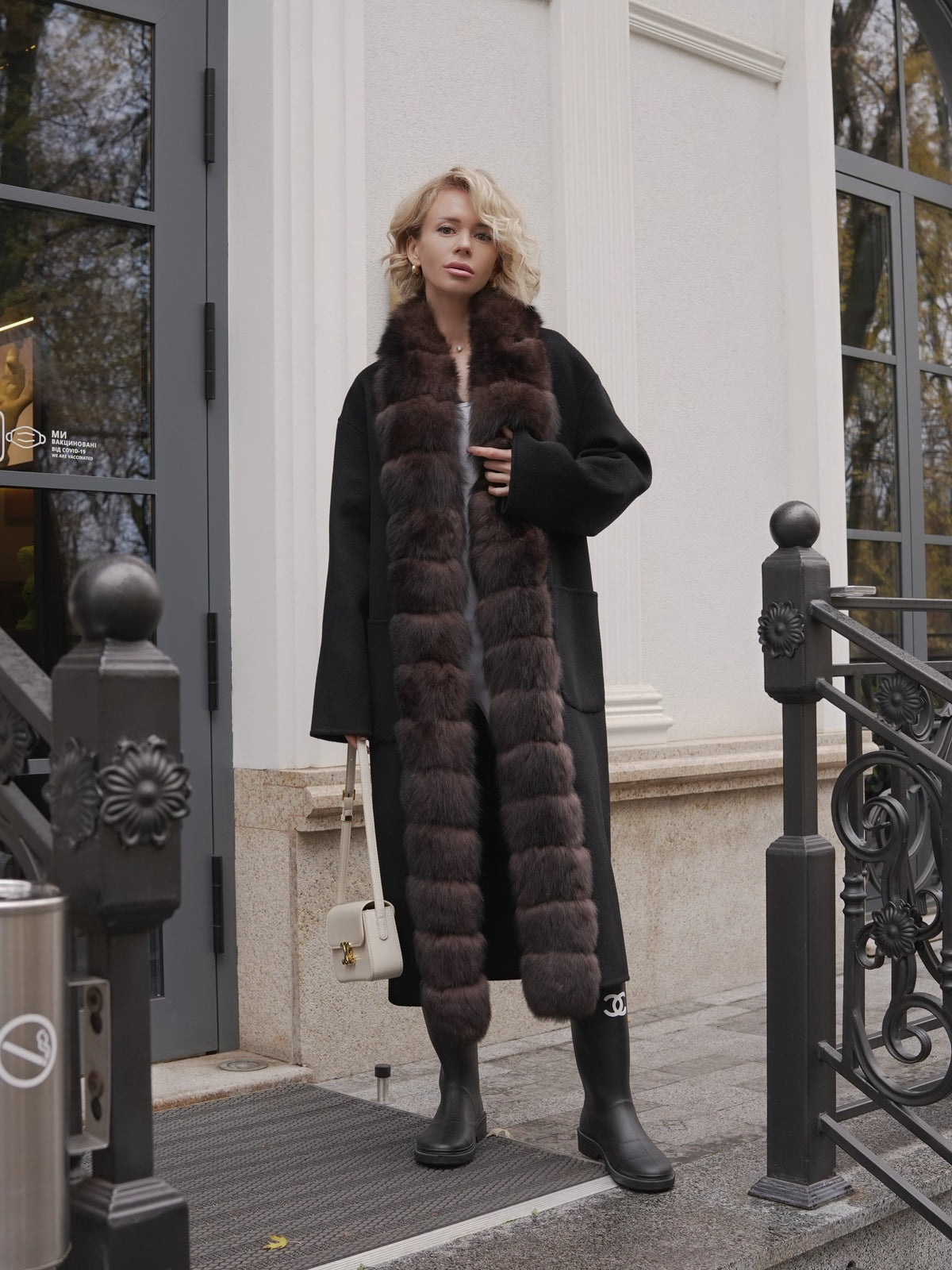 Brackley Alaska Outerwear Company polar fox fur double-face coat in a luxurious full-length design