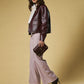 Mirella (eggplant) - Italian calf leather women's crossbody bag (with shoulder strap)