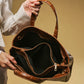 Valentina (cognac) - Italian calf leather women's handbag (with shoulder strap)