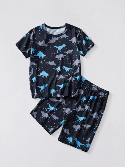 Children's Dinosaur Print Top and Shorts Casual Set - Farnelli