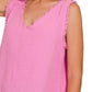 Zenana Double Gauze Raw Edge V-Neck Tank - Farnelli