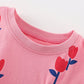 Children's Flower Round Neck Tee and Shorts Set - Farnelli